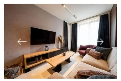 a living room with a couch and a flat screen tv at WOODside 70m2 Kopaonik in Kopaonik