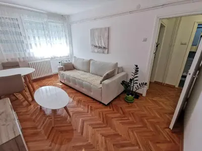 a living room with a couch and a table at Lunjica in Niš