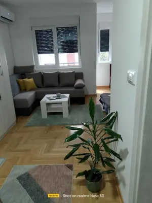 a living room with a couch and a table at Apartman Konak in Vrnjačka Banja