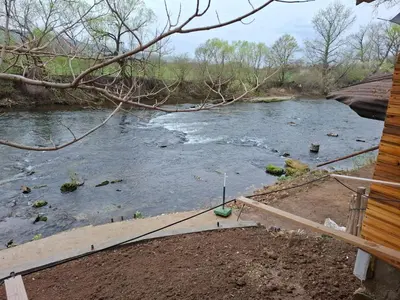 a view of a river from a house at Viking apartaments in Niš