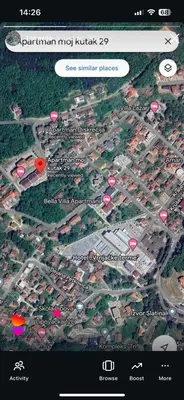a map of a town with red circles on it at Apartman Moj kutak 29 in Vrnjačka Banja