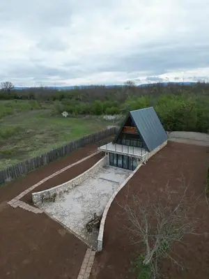 an aerial view of a building in a field at Vezirove zore in Paraćin