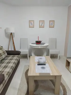 a living room with a couch and a coffee table at Apartman SIMONA in Bor