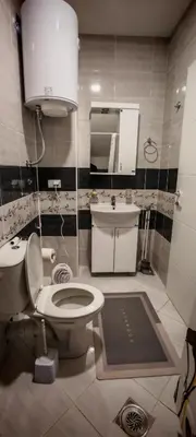 a small bathroom with a toilet and a sink at Studio Dumitrašković in Soko Banja