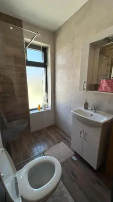 a bathroom with a toilet and a sink at Apartman Nina in Soko Banja
