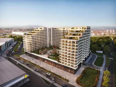 an aerial view of a large apartment building at Planet Residence NiNa in Niš