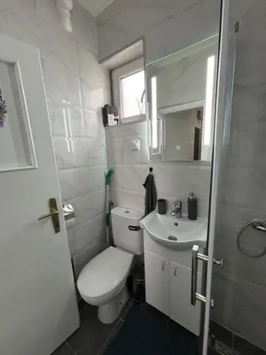 a small bathroom with a toilet and a sink at Apartman LILLY in Paraćin
