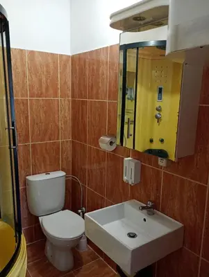 a bathroom with a toilet and a sink at BoHan sobe Vladičin Han in Vladičin Han