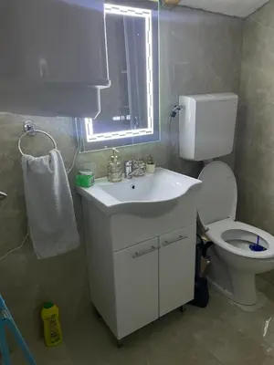 a bathroom with a white sink and a toilet at Yugoslavija Lux 3 in Aleksandrovac