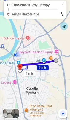 a screenshot of a google map of a city at SQUARE apartment in Ćuprija
