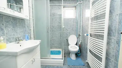 a bathroom with a toilet and a sink at Sobe Joksimović in Vrnjačka Banja