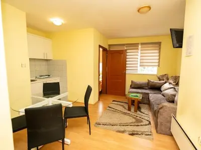 a living room with a couch and a table at Apartmani Votor in Vrnjačka Banja