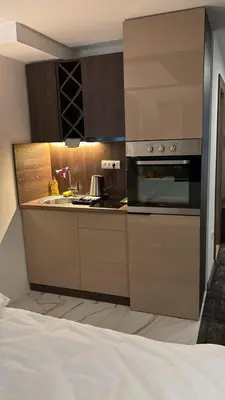 a kitchen with a sink and a stove top oven at SkyNest 605 Apartment in Kopaonik