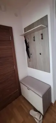 a room with a closet with a drawer and a door at Apartment 4 in Niš