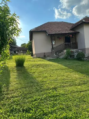 a house with a lawn in front of it at Primo apartmani in Mirovo