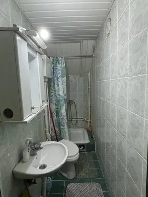 a small bathroom with a toilet and a sink at Apartmani Rada in Prolomska Banja