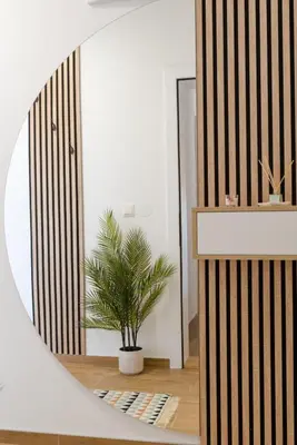 a mirror in a room with a potted plant at Apartman Stevanovic in Vrnjačka Banja
