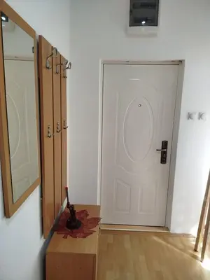 a room with a white door and a mirror at Milić in Jagodina