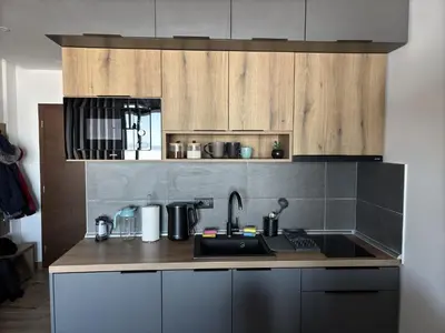 a kitchen with a sink and a counter top at Squirrel Viewpoint Apartment Residence Hill B124 in Kopaonik