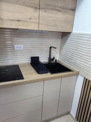 a kitchen counter with a sink and a stove at Apartmant Novaković in Vrnjačka Banja