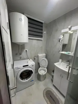 a small bathroom with a washing machine and a washer at Stan na dan Bor FREE PARKING in Bor