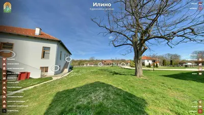 a tree in a field next to a building at Apartmani 