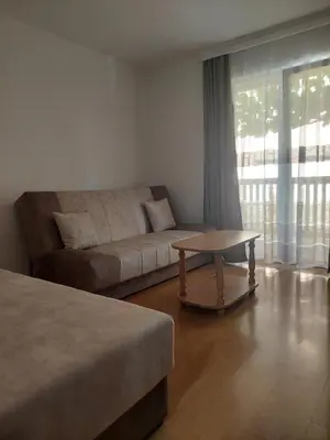 a living room with a couch and a coffee table at Vila Ramona Sokobanja in Soko Banja