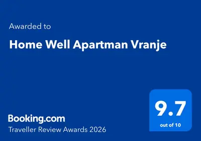 a blue screen with the words home well apartment venna at Home Well Apartman Vranje in Vranje