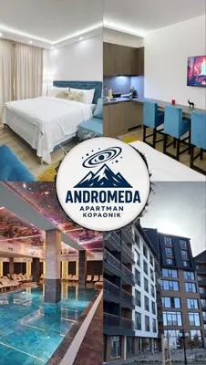 a collage of three pictures of a hotel at Andromeda Apartment Residence Hill Kopaonik in Kopaonik