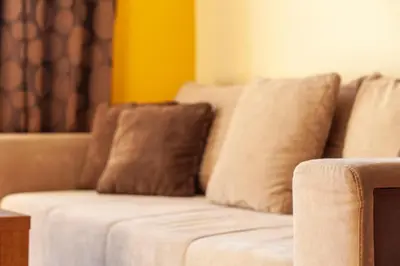 a couch with two pillows on top of it at HostGost at Kraljevi Čardaci in Kopaonik
