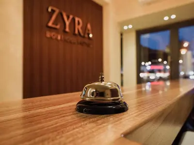 a helmet sitting on top of a counter in a store at Zyra boutique hotel in Leskovac