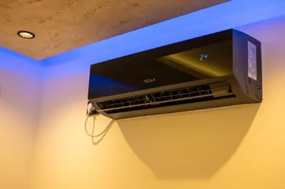 a computer monitor on a wall in a room at Ryo Golden Imperial 1 in Kruševac