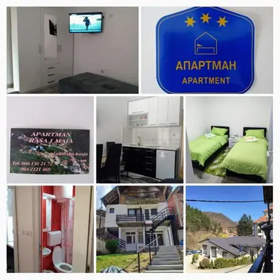 a collage of photos with a sign for an apartment at Apartman Smilic Lukovska banja in Lukovo