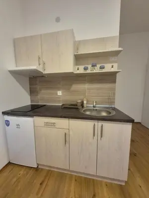 a kitchen with a sink and a counter top at Oaza studio 1 in Soko Banja
