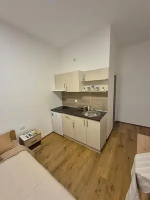 a kitchen with a sink and a couch in a room at Oaza studio 1 in Soko Banja