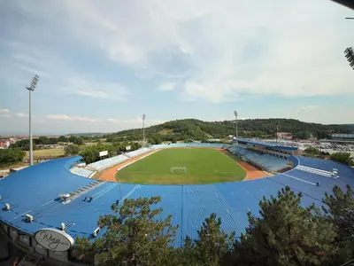 a stadium with a baseball field and a baseball field at Agent Lux Apartments in Jagodina