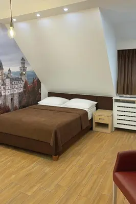 a bedroom with a large bed and a couch at Central Konaci Apartments & Studio by Husky in Kopaonik