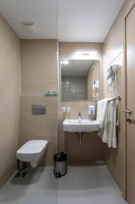 a bathroom with a sink and a toilet at Hotel Bela Jela in Lukovo