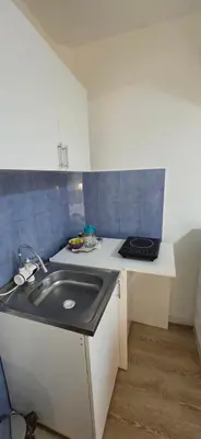 a kitchen with a sink and a counter top at Studio Trajkovic in Vranje