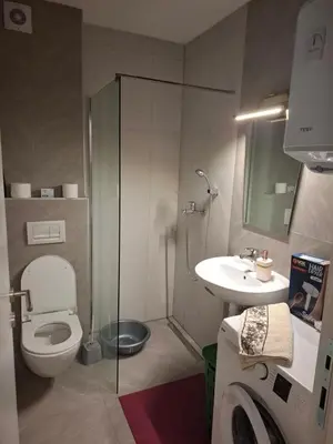 a bathroom with a toilet and a sink at Apartman Jelena AS in Vrnjačka Banja