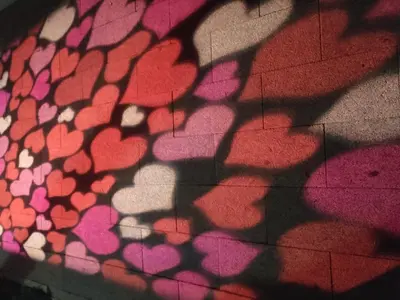 a shadow of hearts on the floor at Stamenković in Vranje
