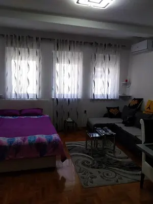 a living room with a bed and a couch at Studio apartman BB4 in Vrnjačka Banja
