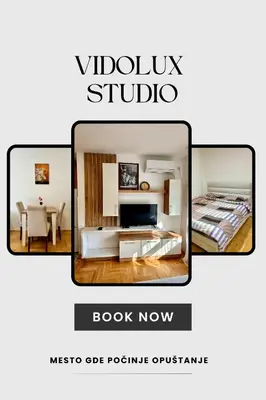 a collage of photos of a bedroom with a mirror at Vidolux Studio - Free Garage and Fast WiFi in Niš