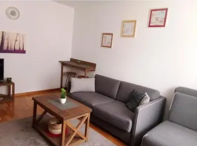 a living room with a couch and a table at Apartman Aleksandar AS in Brzeće