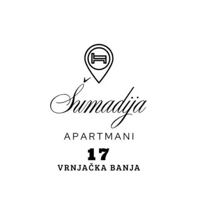 a label for a restaurant with a map of samarkanda and a microphone at Apartmani Šumadija 17 in Vrnjačka Banja
