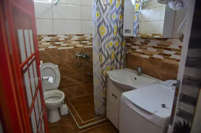 a small bathroom with a toilet and a sink at Apartman Sanja in Džavarci