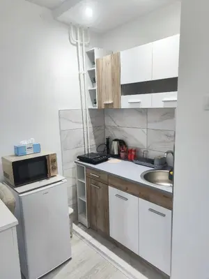 a small kitchen with a sink and a microwave at Sweet home in Bor