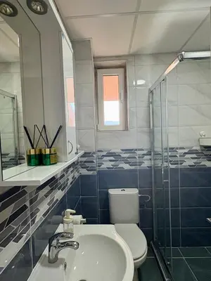 a bathroom with a toilet and a sink and a shower at Aurora Lux in Vrnjačka Banja