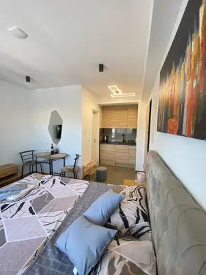 a living room with a couch and a table at M&A apartman in Jagodina