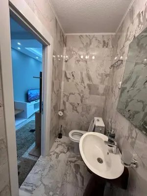 a bathroom with a sink and a toilet at Lux A2 in Jošanička Banja